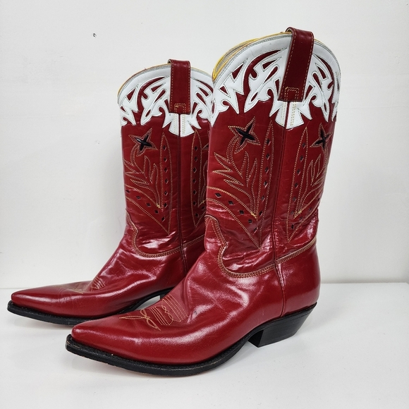 Don Quijote Red Western Cowboy Boots, Womens 10 Wide - Picture 1 of 6